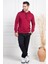 Mecit 2975 Bordo %100 Pamuk Kapüşonlu Spor Model Büyük Beden Erkek Pijama Takımı 1