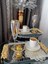 1 Adet Tekli Kahve & Çay & Sunum Dikdörtgen Büyük Sunum Tepsisi Çelik Gül Model Gold 30 cm 5