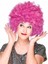 Fuşya Renk Kıvırcık Afro Bonus Peruk Saç Parti Peruğu 1