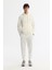 Erkek Ekru Kapüşonlu Baskılı Elastan Sweatshirt A42y1262 5