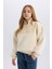 Kız Çocuk Oversize Geniş Kalıp Yarım Fermuarlı Basic Düz İçi Yumuşak Tüylü Sweatshirt D6184A824WN 1