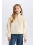 Kız Çocuk Oversize Geniş Kalıp Yarım Fermuarlı Basic Düz İçi Yumuşak Tüylü Sweatshirt D6184A824WN 3