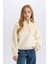 Kız Çocuk Oversize Geniş Kalıp Yarım Fermuarlı Basic Düz İçi Yumuşak Tüylü Sweatshirt D6184A824WN 4