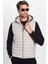 Erkek Slim Fit Dar Kesim Astarlı Rüzgar Geçirmez Cepli Taş Renk Çıkarılabilir Kapüşonlu Şişme Yelek 3