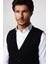 Slim Fit Kare Desenli Siyah Erkek Yelek 3