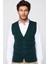 Slim Fit Kare Desenli Yeşil Erkek Yelek 2