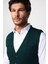 Slim Fit Kare Desenli Yeşil Erkek Yelek 3