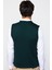 Slim Fit Kare Desenli Yeşil Erkek Yelek 5