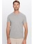 Erkek Slim Fit Dar Kesim Pamuklu Yumuşak Dokulu Esnek Kumaş Düz Basic Gri Bisiklet Yaka Tişört 4