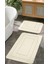 Doğal Kaymaz Taban Banyo Paspas Seti Uzun Ömürlü Yumuşak Dokulu Su Emici Yıkanabilir Krem Çerçeve Set 50x80-50x40 1