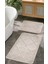 Doğal Kaymaz Taban Banyo Paspas Seti Uzun Ömürlü Yumuşak Dokulu Su Emici Yıkanabilir Vizon Çizgili Set 50x80-50x40 1
