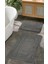 Doğal Kaymaz Taban Banyo Paspas Seti Uzun Ömürlü Yumuşak Dokulu Su Emici Yıkanabilir Antrasit Çerçeve Set 50x80-50x40 1