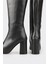 Siyah Deri Kadın Yüksek Topuk Çizme 4