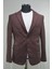 Gılapa Desenli Slimfit Erkek Tek Ceket Bordo 1