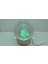 Küre Kristal Cam Noel Baba 8 cm 3D Boyutlu LED Işıklı Ahşap Standlı USB Kablolu 4