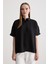 Duble Kollu Oversize Modal Gömlek Siyah 1