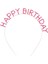Pembe Renk Kristal Taşlı Gold Renk Kaplama Happy Birthday Taç 16X17 cm 1