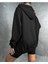 Kadın Siyah Kapüşonlu Fermuarlı Sweatshirt Oversize % 100 Pamuktur. Tiftiklenme Yapmaz. 4