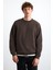 Danko Erkek %100 Pamuk Bisiklet Yaka 3 Iplik Kahverengi Sweatshirt 2