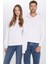 Unisex Oversize Geniş Kesim Pamuklu Yumuşak Dokulu İçi Polarlı Basic Beyaz Kapüşonlu Sweatshirt 3