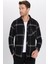 Slim Fit Dar Kesim Tek Cepli Kareli Gri Siyah Erkek Gömlek 2