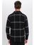 Slim Fit Dar Kesim Tek Cepli Kareli Gri Siyah Erkek Gömlek 5