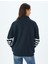 Yarım Fermuarlı Çizgili Oversize Sweatshirt 4