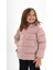 Kız Çocuk Pembe Dolumlu Iç Polarlı Kapüşonlu Kışlık Şişme Çocuk Mont Kaban 2