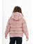 Kız Çocuk Pembe Dolumlu Iç Polarlı Kapüşonlu Kışlık Şişme Çocuk Mont Kaban 3