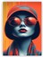 Kızıl Gözlüklü Kadın Ahşap Poster 20X29 cm 1