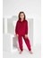 Kız Çocuk Ön Düğmeli Uzun Kollu Fransız Kadife Kumaş Pijama Takımı 2814BK 1