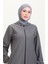 Çizgili Fermuarlı Kap 7275-02 Gri 3