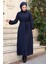 Edna Fermuarlı Tesettür Ferace 1265 - Lacivert 5