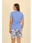 Kadın Şortlu Kısa Kol Penye Pijama Takımı Mavi 3622 5