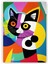 Çok Renkli Kedi Soyut Illüstrasyon Ahşap Poster 20X29 cm 1