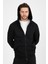 Erkek Slim Fit Örgü 3 Iplik Fermuarlı Polar Hırka Siyah 1