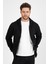Erkek Slim Fit Örgü 3 Iplik Fermuarlı Polar Hırka Siyah 3