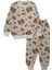 Kız Çocuk Iki Iplik Pamuklu Şardonlu Ekru Ayıcık Desen Uzun Kollu Pijama Takımı 1