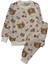 Kız Çocuk Iki Iplik Pamuklu Şardonlu Ekru Ayıcık Desen Uzun Kollu Pijama Takımı 3