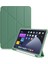 Samsung Galaxy Tab S7 Plus SM-T970 12.4" Kılıf Uyku Modlu Kalem Bölmeli Arkası Yumuşak Silikon Smart Standlı Kapaklı Tri Folding Tablet Kılıfı Koyu Yeşil 2