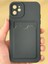 Apple iPhone 12 Kılıf Kamera Korumalı Kartlıklı Cüzdanlı Kırmızı Tuşlu Siyah Silikon Kapak 1