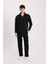 Comfort Regular Fit Rahat Kalıp Dik Yaka Fermuarlı Baskılı Sweatshirt B0254AX24AU 2