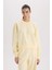 Boxy Fit Bisiklet Yaka Basic Düz Kalın Sweatshirt E4732AX24CW 1