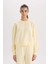 Boxy Fit Bisiklet Yaka Basic Düz Kalın Sweatshirt E4732AX24CW 3