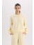 Boxy Fit Bisiklet Yaka Basic Düz Kalın Sweatshirt E4732AX24CW 4