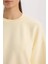 Boxy Fit Bisiklet Yaka Basic Düz Kalın Sweatshirt E4732AX24CW 5