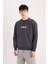 Boxy Fit Bisiklet Yaka Sırt Baskılı Sweatshirt E3206AX24WN 3