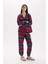 Yılbaşı Temalı Beli Lastikli Ekose Desenli Flanel Pijama Altı-Fall in Love X9052AZ24WN 1