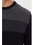 Çizgi Desenli Regular Fit Triko Kazak- T-1281 4