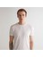 Erkek Beyaz Slim Fit Bisiklet Yaka Logolu T-Shirt 4